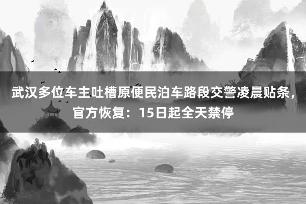 武汉多位车主吐槽原便民泊车路段交警凌晨贴条，官方恢复：15日起全天禁停