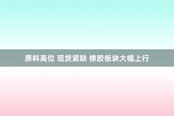 原料高位 现货紧缺 橡胶板块大幅上行