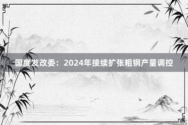 国度发改委：2024年接续扩张粗钢产量调控