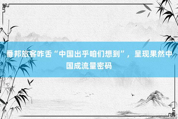 番邦旅客咋舌“中国出乎咱们想到”，呈现果然中国成流量密码