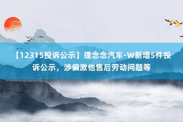 【12315投诉公示】理念念汽车-W新增5件投诉公示，涉偏激他售后劳动问题等