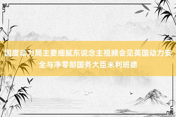 国度动力局主要细腻东说念主视频会见英国动力安全与净零部国务大臣米利班德